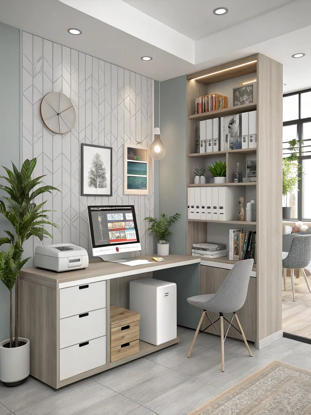 A digital illustration of an AI agent working seamlessly within a business environment, optimizing workflows and enhancing productivity for Secnds AI.