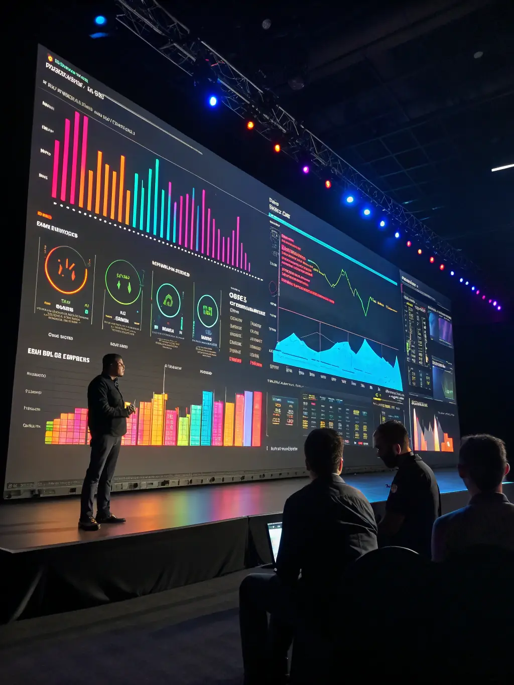 A visual representation of AI-powered data analysis, showing charts, graphs, and insights derived from complex datasets.