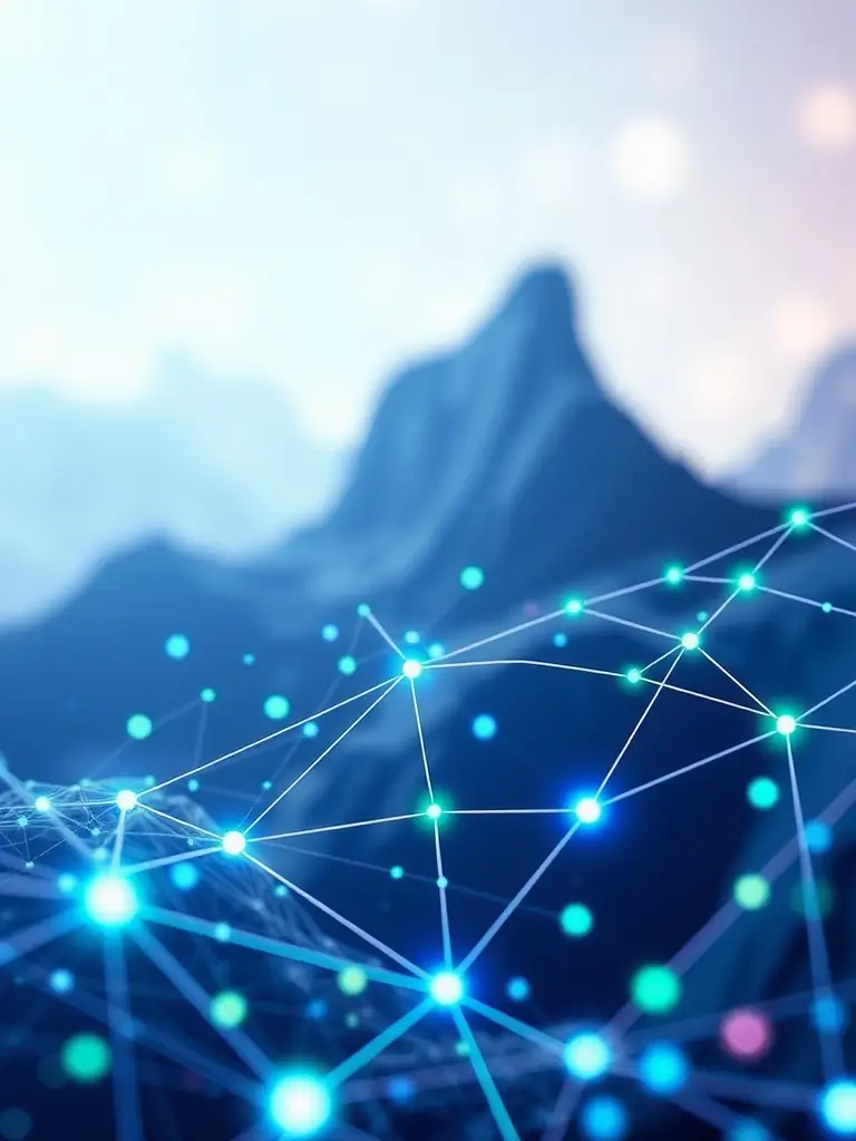 An abstract image representing AI-driven business solutions, with interconnected nodes and data streams.